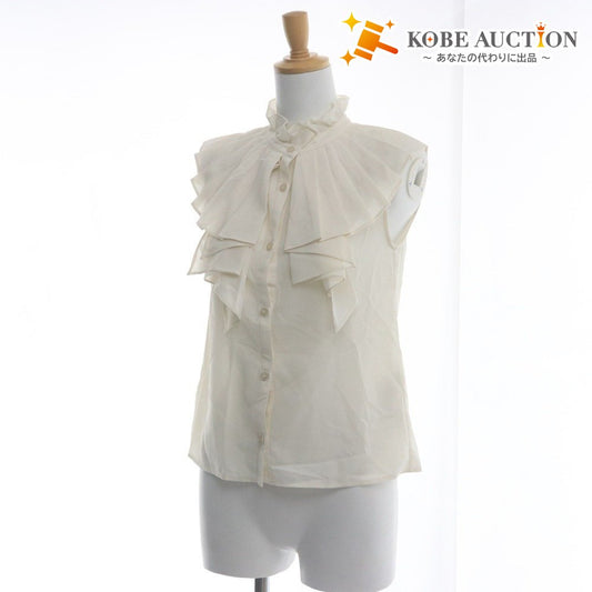 ■ スナイデル ブラウス ノースリーブ トップス 無地 フリル ボタン レディース F アイボリー 未使用