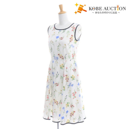 ■ レッセパッセ ワンピース ノースリーブ トップス ボトムス 花柄 レディース 36 マルチカラー ホワイト 付属品付き 未使用