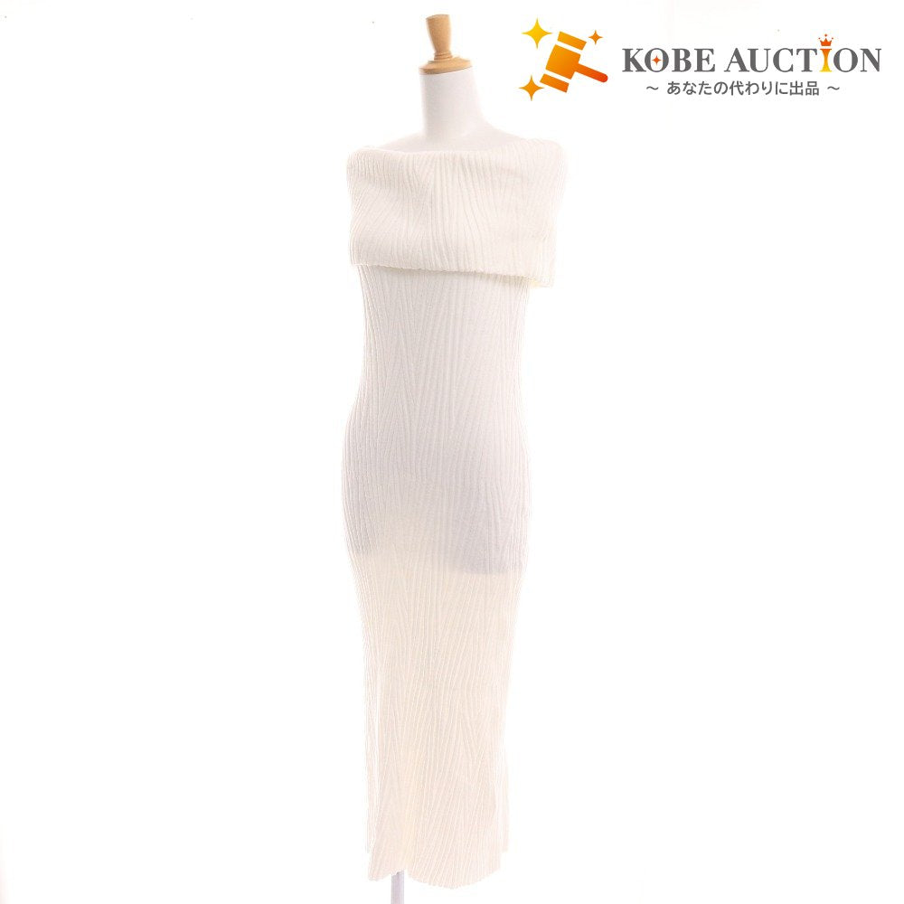 ■ エイミーイストワール ロングワンピース ノースリーブ ニット 肩出し デザインスリーブ レディース F ホワイト タグ付き