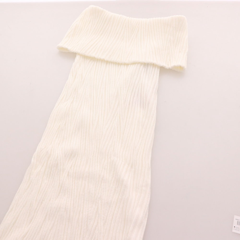 ■ エイミーイストワール ロングワンピース ノースリーブ ニット 肩出し デザインスリーブ レディース F ホワイト タグ付き