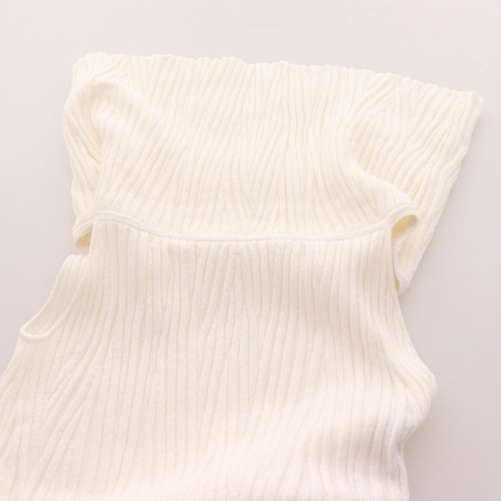 ■ エイミーイストワール ロングワンピース ノースリーブ ニット 肩出し デザインスリーブ レディース F ホワイト タグ付き