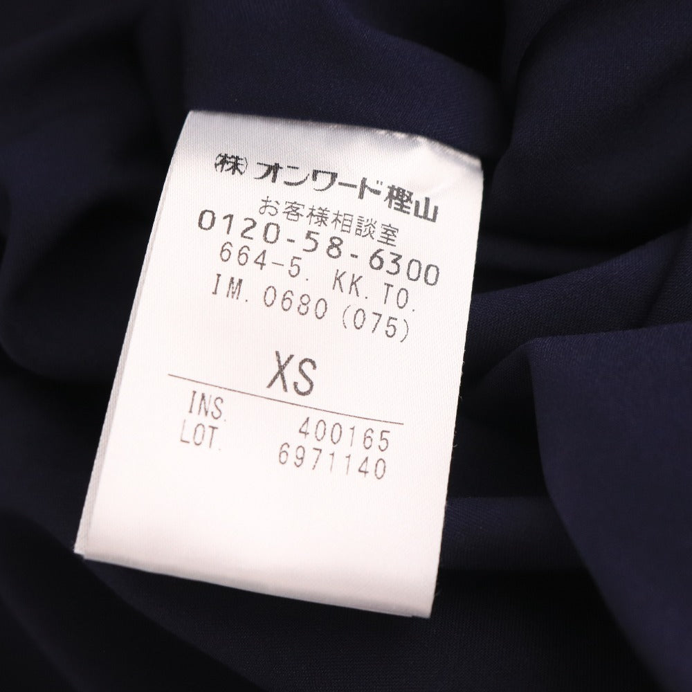 ■ トッカ ワンピース フレンチスリーブ トップス ボトムス パール ビジュー フレア ひざ丈 レディース XS ネイビー タグ付き 未使用