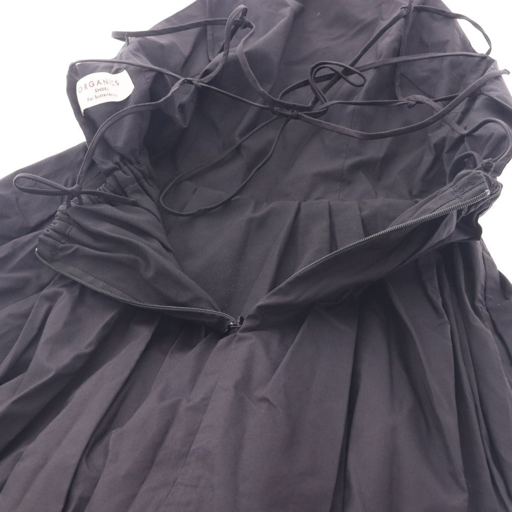 ■ オーガニックスナイデル ロングワンピース ノースリーブ トップス ボトムス ギャザー レディース 0 ブラック