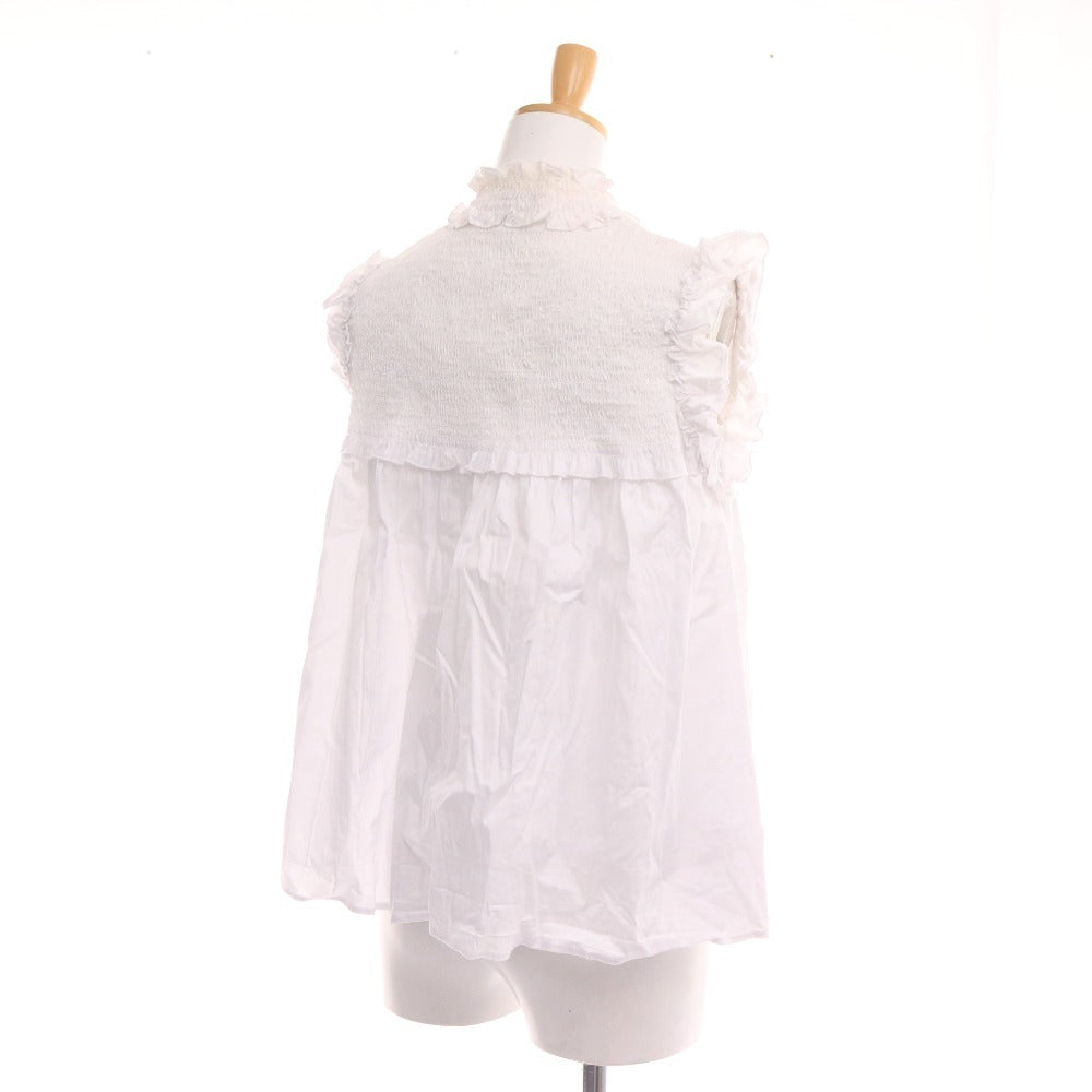 ■ ダブルスタンダードクロージング ブラウス ノースリーブ トップス フリル ノーカラー スナップボタン レディース 36 ホワイト