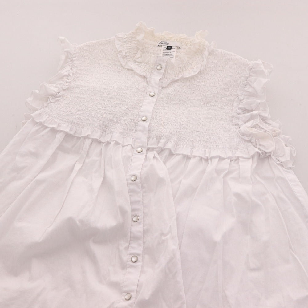 ■ ダブルスタンダードクロージング ブラウス ノースリーブ トップス フリル ノーカラー スナップボタン レディース 36 ホワイト