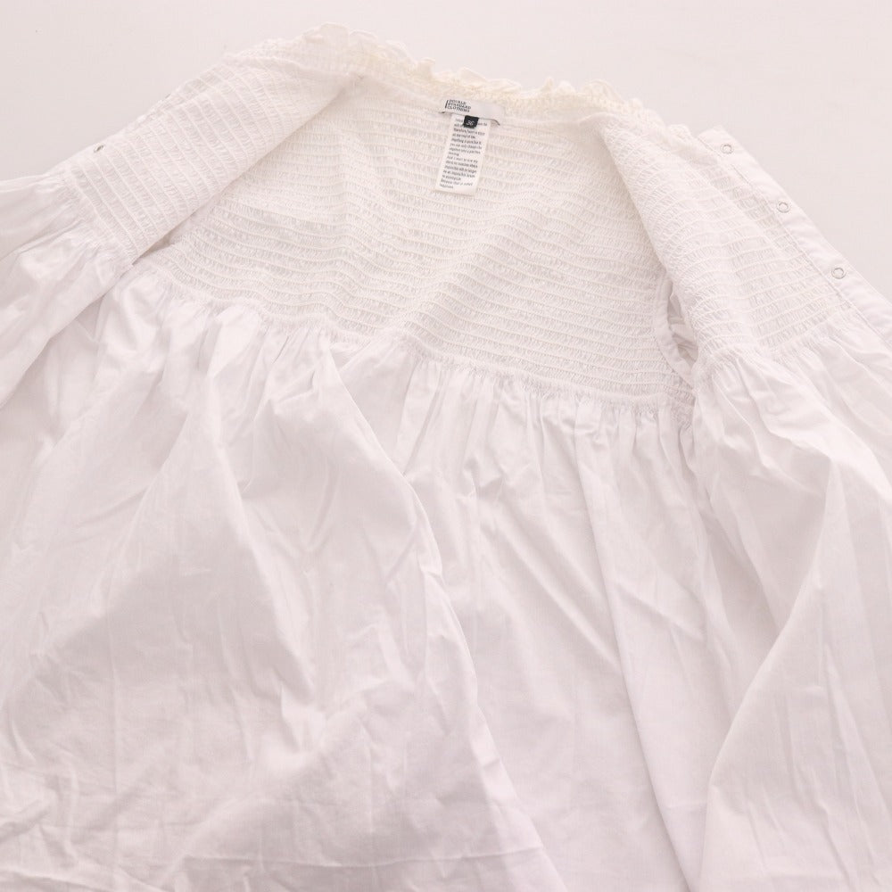 ■ ダブルスタンダードクロージング ブラウス ノースリーブ トップス フリル ノーカラー スナップボタン レディース 36 ホワイト