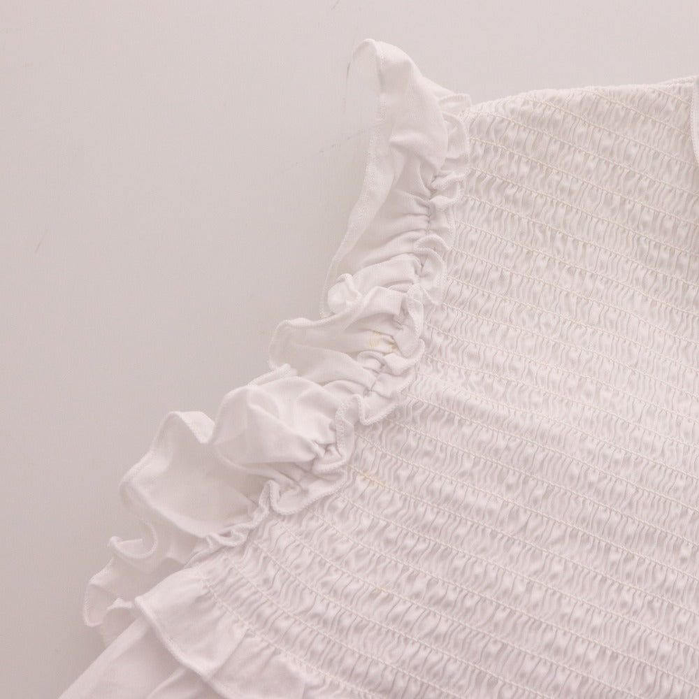 ■ ダブルスタンダードクロージング ブラウス ノースリーブ トップス フリル ノーカラー スナップボタン レディース 36 ホワイト