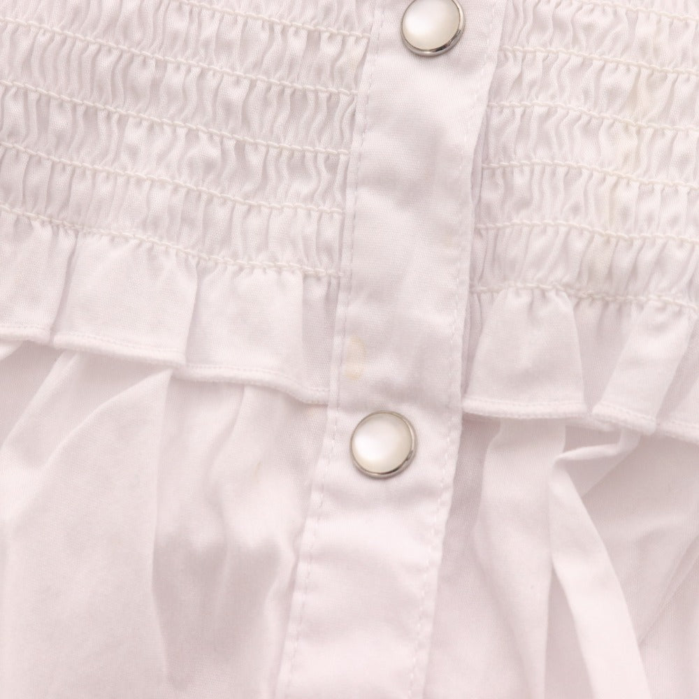 ■ ダブルスタンダードクロージング ブラウス ノースリーブ トップス フリル ノーカラー スナップボタン レディース 36 ホワイト