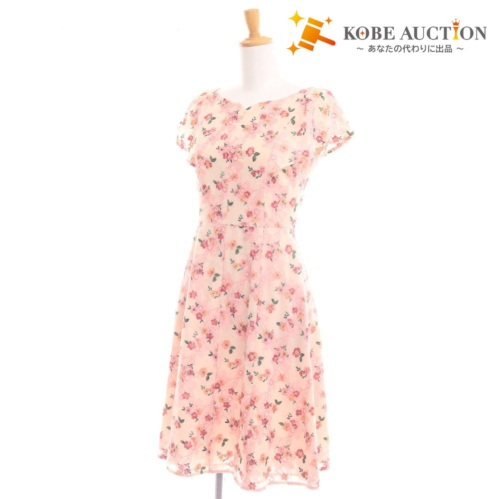 ■ トッカ ワンピース フレンチスリーブ トップス ボトムス ひざ丈 総刺繍 花柄 レディース 0 ピンク系