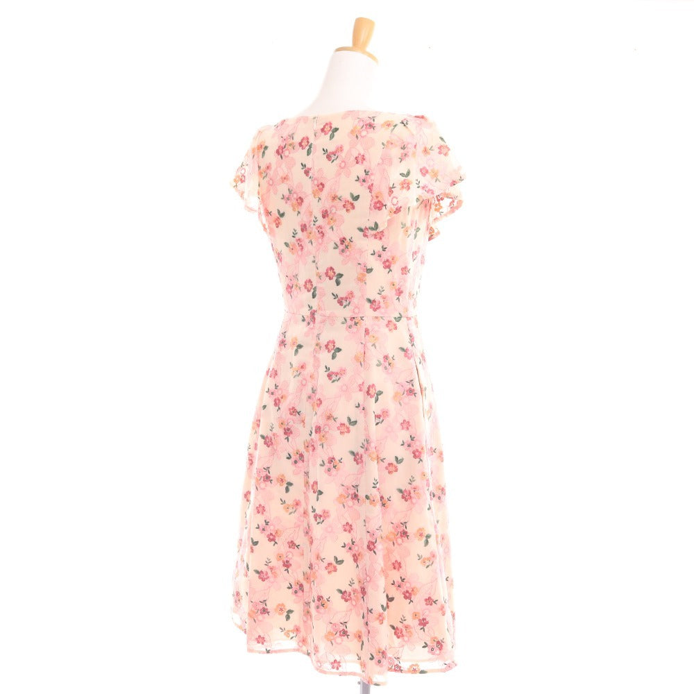 ■ トッカ ワンピース フレンチスリーブ トップス ボトムス ひざ丈 総刺繍 花柄 レディース 0 ピンク系