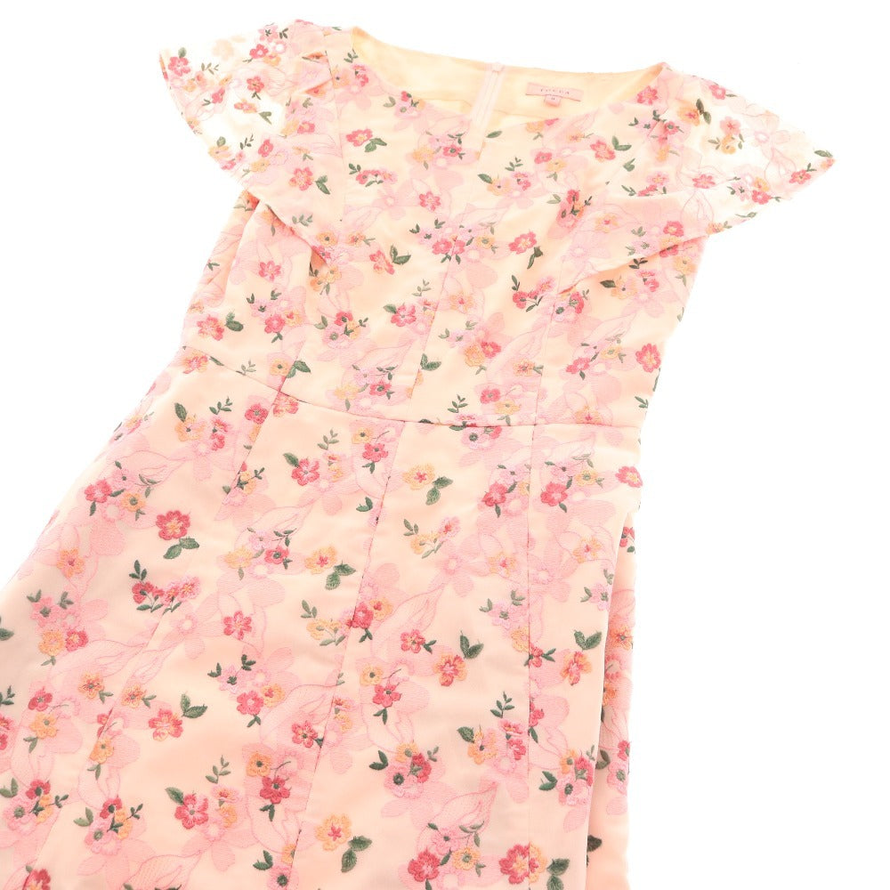 ■ トッカ ワンピース フレンチスリーブ トップス ボトムス ひざ丈 総刺繍 花柄 レディース 0 ピンク系