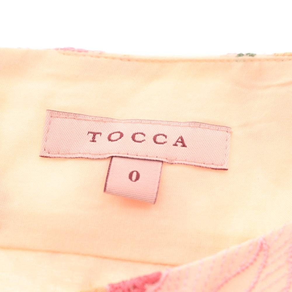 ■ トッカ ワンピース フレンチスリーブ トップス ボトムス ひざ丈 総刺繍 花柄 レディース 0 ピンク系