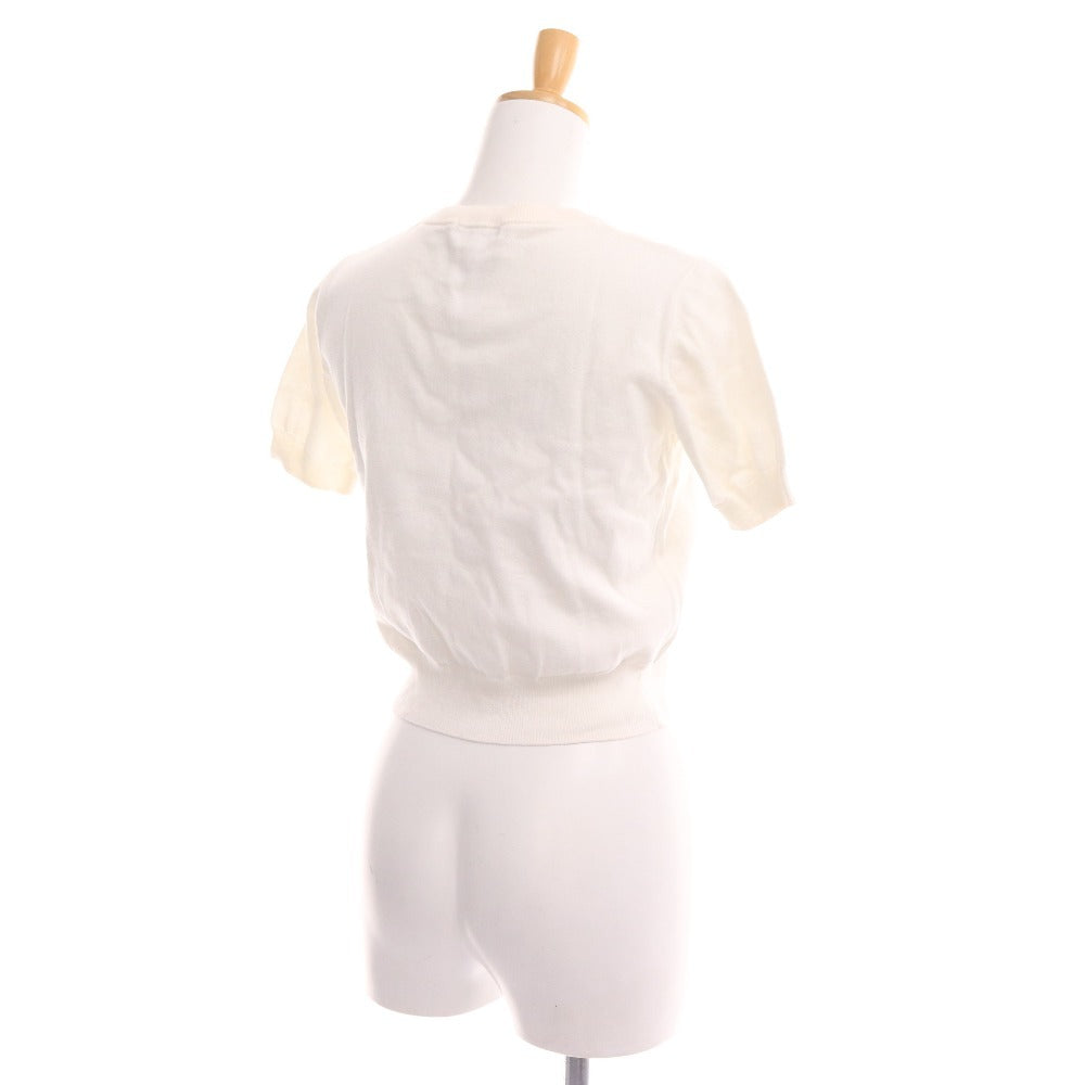 ■ ダブルスタンダードクロージング ニット 半袖 トップス 薄手 ビーズ サマーニット レディース 36 ホワイト