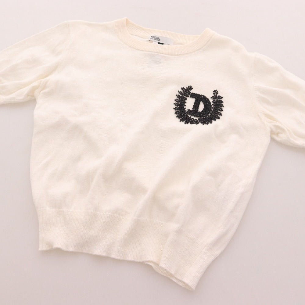 ■ ダブルスタンダードクロージング ニット 半袖 トップス 薄手 ビーズ サマーニット レディース 36 ホワイト