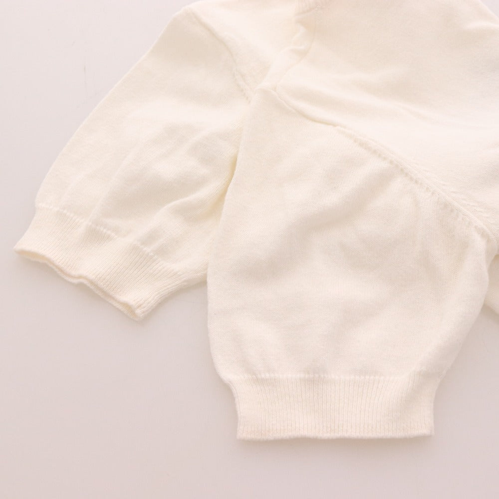 ■ ダブルスタンダードクロージング ニット 半袖 トップス 薄手 ビーズ サマーニット レディース 36 ホワイト