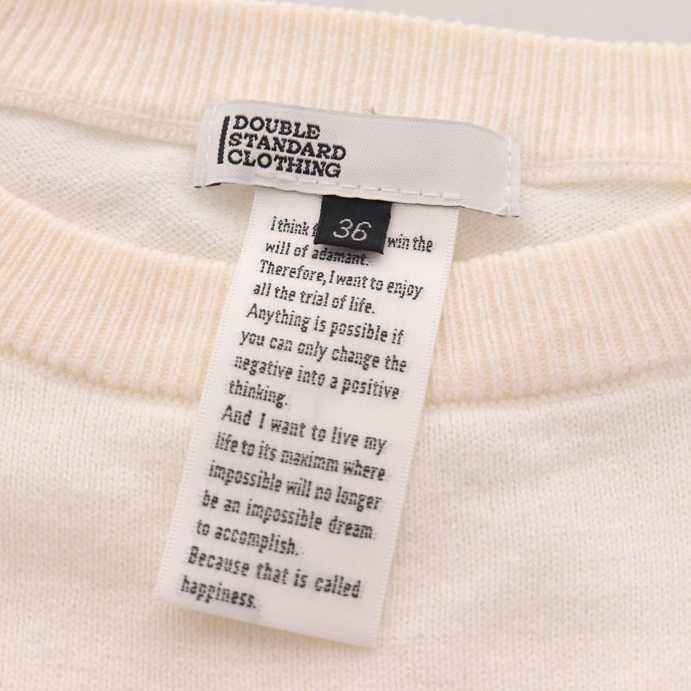 ■ ダブルスタンダードクロージング ニット 半袖 トップス 薄手 ビーズ サマーニット レディース 36 ホワイト