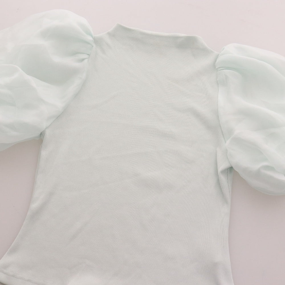 ■ スナイデル カットソー 半袖 トップス オーガンジー ボリュームスリーブ レディース F ミントグリーン