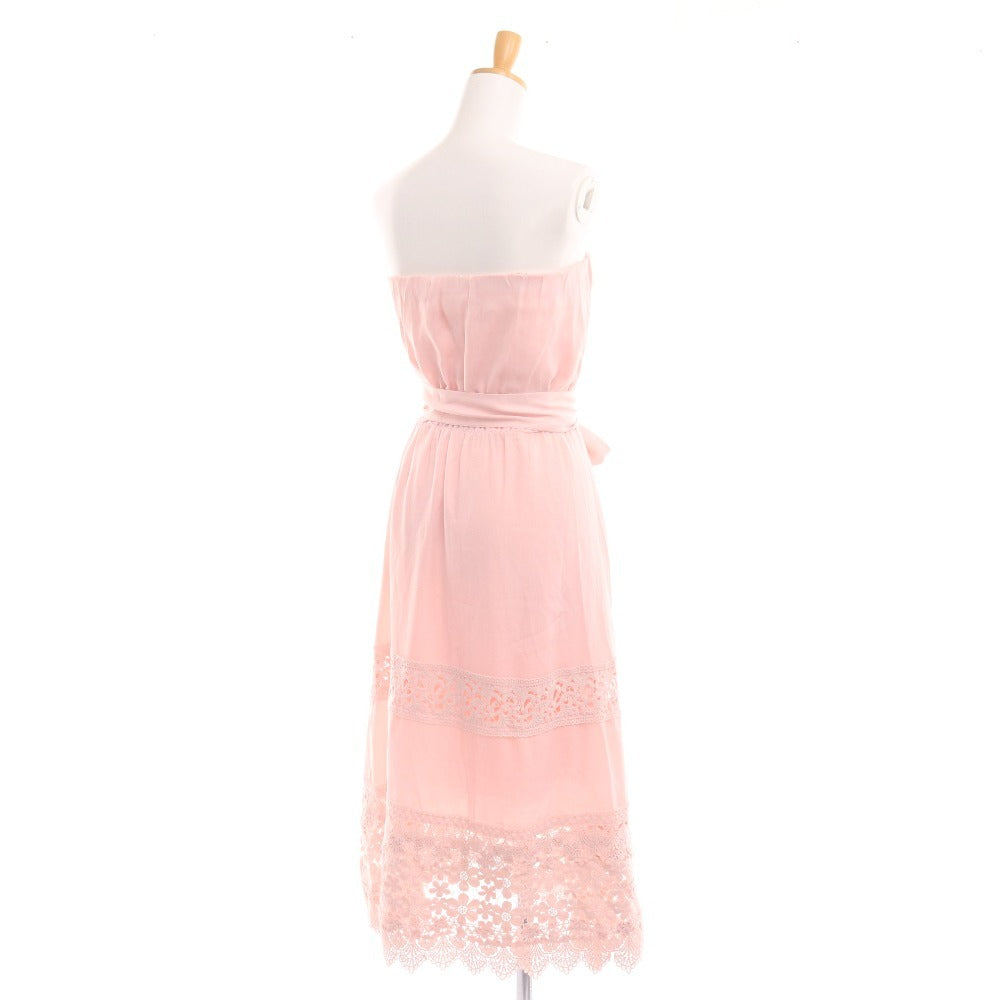 ■ エミリアウィズ ワンピース ノースリーブ トップス ボトムス かぎ針編み リボン レース レディース F ピンクベージュ