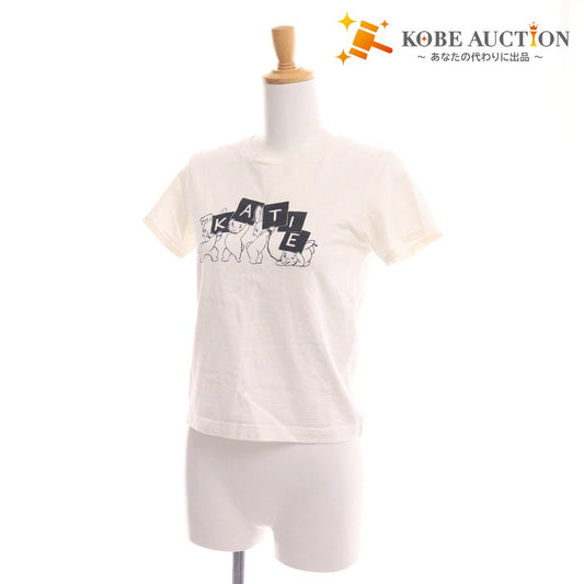 ■ ケイティ Tシャツ 半袖 トップス プリント ウサギ モノトーン レディース S ホワイト