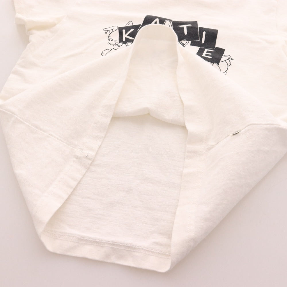 ■ Katie T-shirt, short sleeves, monotone rabbit print, women's, size S, white