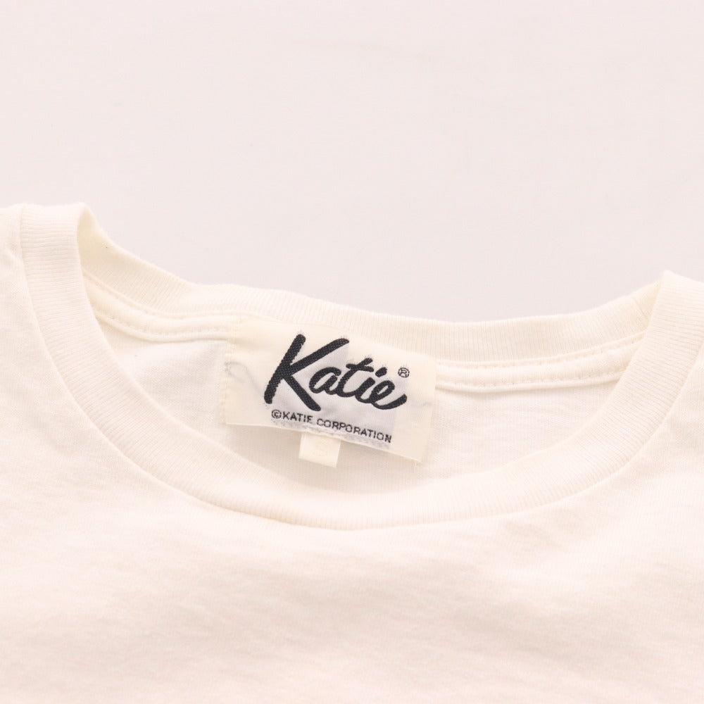 ■ Katie T-shirt, short sleeves, monotone rabbit print, women's, size S, white