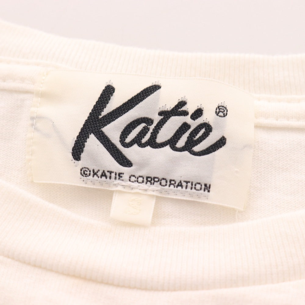 ■ Katie T-shirt, short sleeves, monotone rabbit print, women's, size S, white