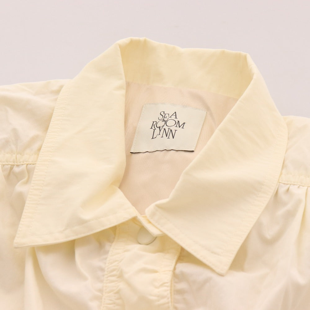 ■ Searoomlin Jacket, Long Sleeve Top, Gathered, Snap Buttons, Women's, Size F, Light Yellow