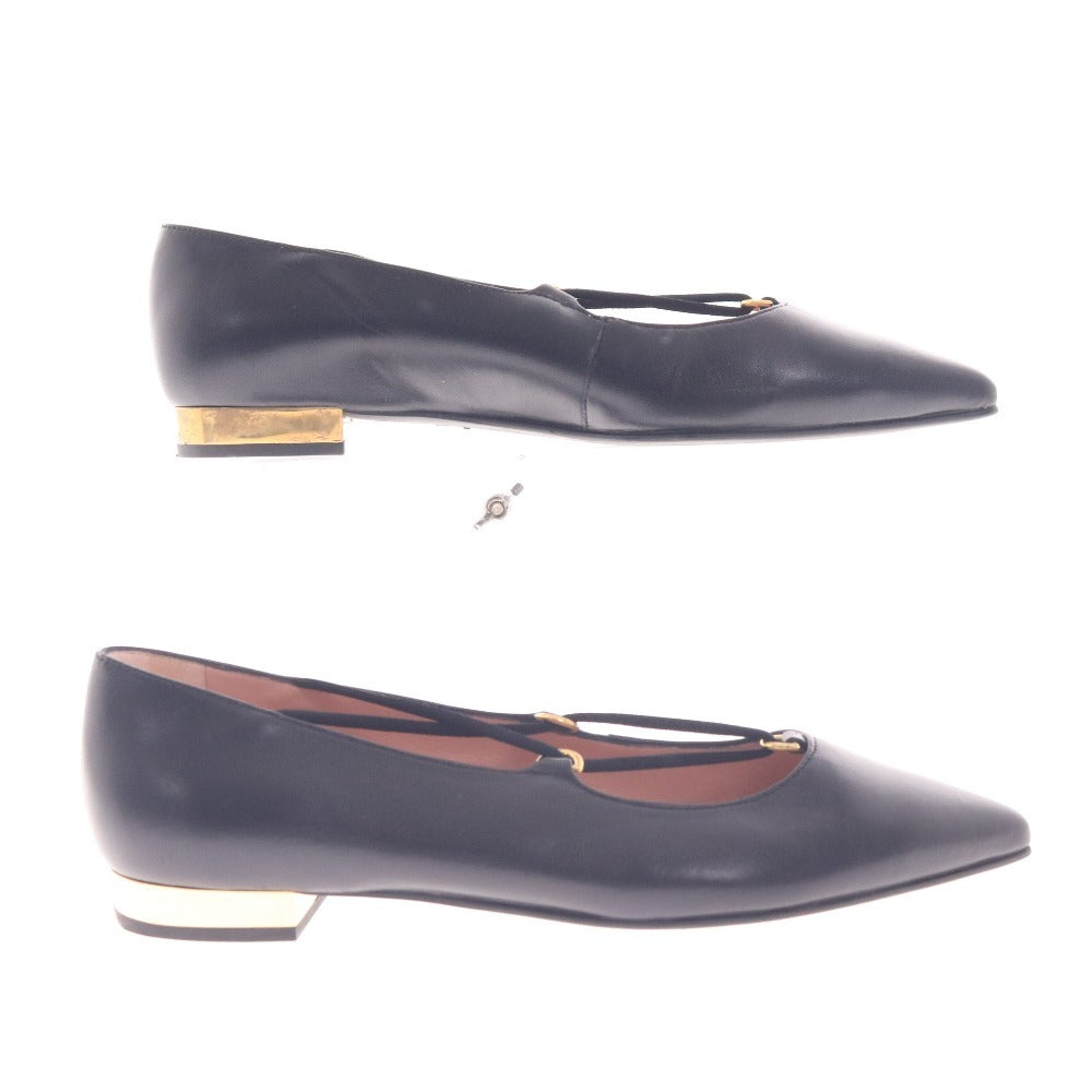 ■ プリティバレリーナ フラットシューズ 靴 ポインテッドトゥ ゴールドソール レディース 36 1/2 ブラック