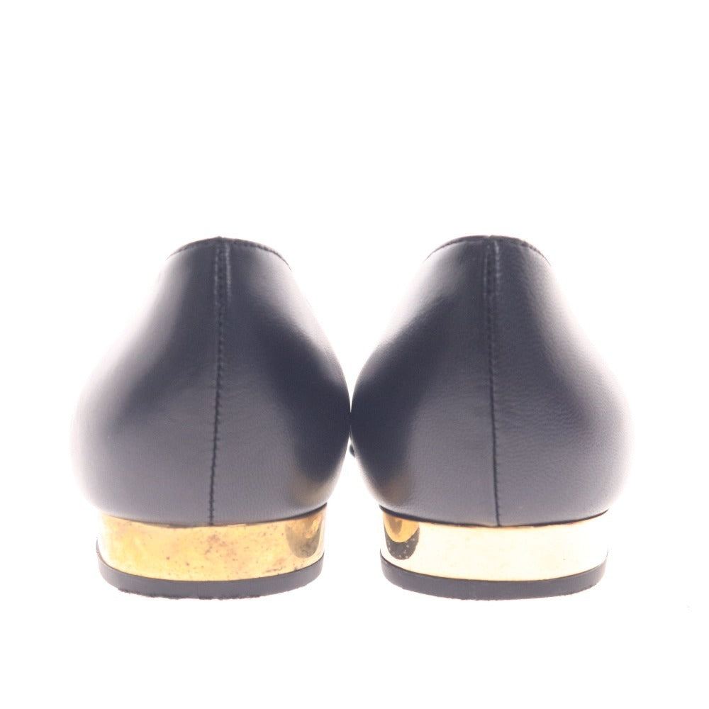 ■ プリティバレリーナ フラットシューズ 靴 ポインテッドトゥ ゴールドソール レディース 36 1/2 ブラック