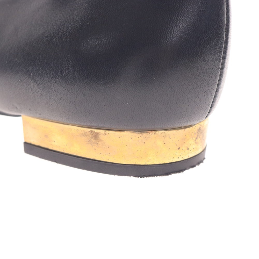 ■ プリティバレリーナ フラットシューズ 靴 ポインテッドトゥ ゴールドソール レディース 36 1/2 ブラック