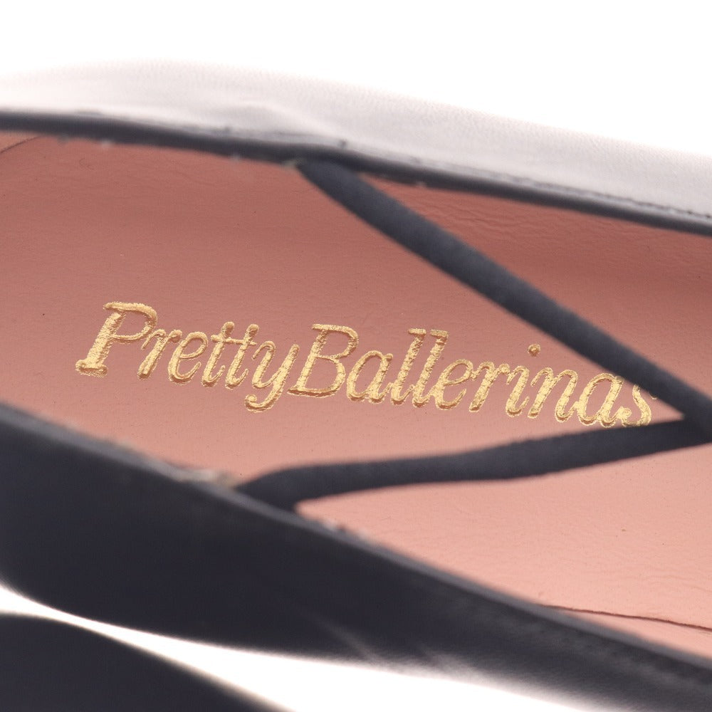 ■ プリティバレリーナ フラットシューズ 靴 ポインテッドトゥ ゴールドソール レディース 36 1/2 ブラック