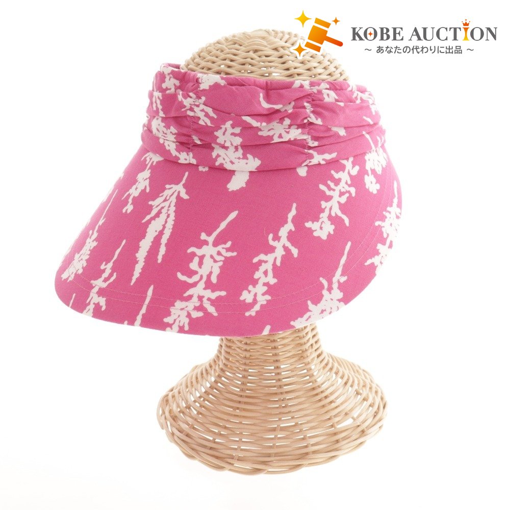 ■ Givenchy Sun Visor Hat All-over Pattern Ribbon Women's Pink White