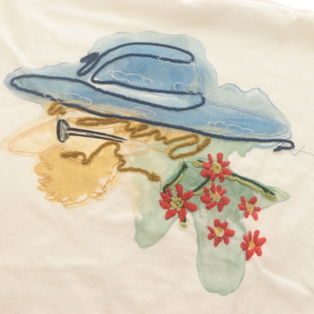 ■ レフトアローン Left Alone Tシャツ トップス 半袖 刺繍 アート コットン メンズ XL ホワイト系