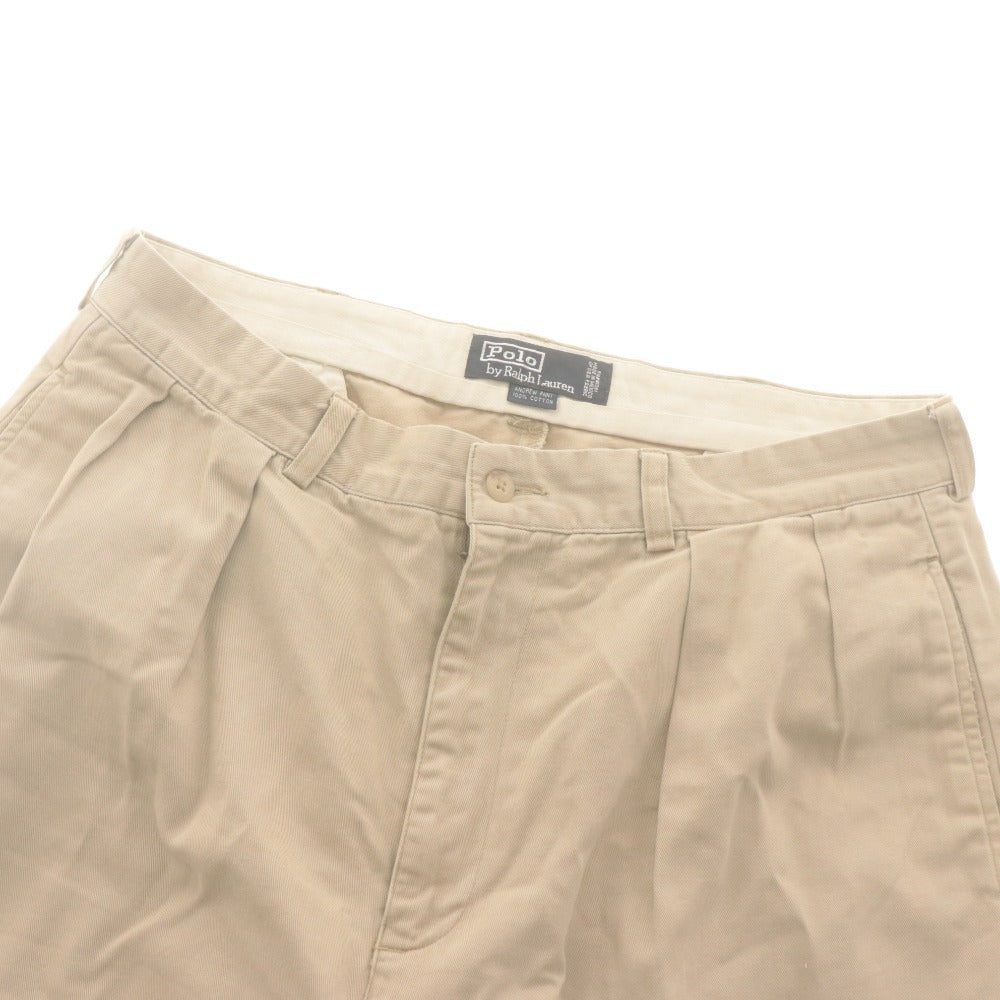 ■ ポロラルフローレン POLO RALPH LAUREN パンツ ボトムス テーパード タック チノパン センタープレス メンズ 36×32(XL相当） ベージュ