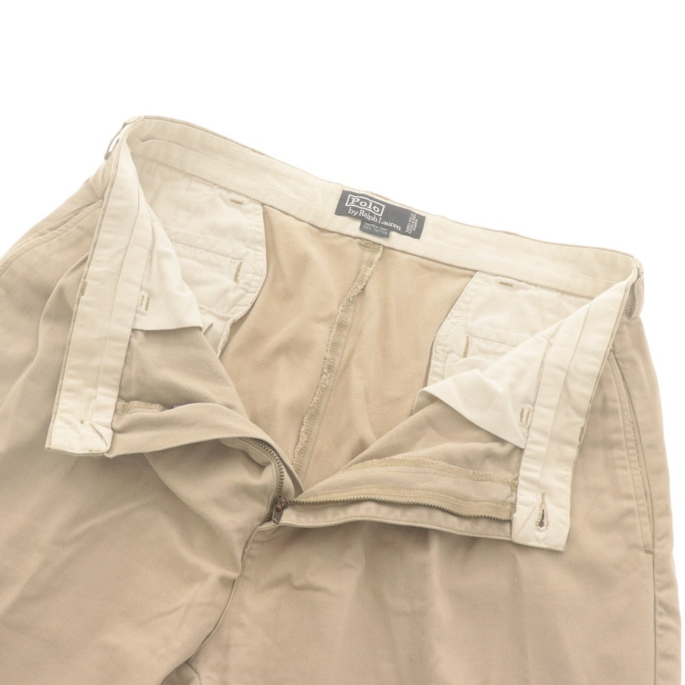 ■ ポロラルフローレン POLO RALPH LAUREN パンツ ボトムス テーパード タック チノパン センタープレス メンズ 36×32(XL相当） ベージュ