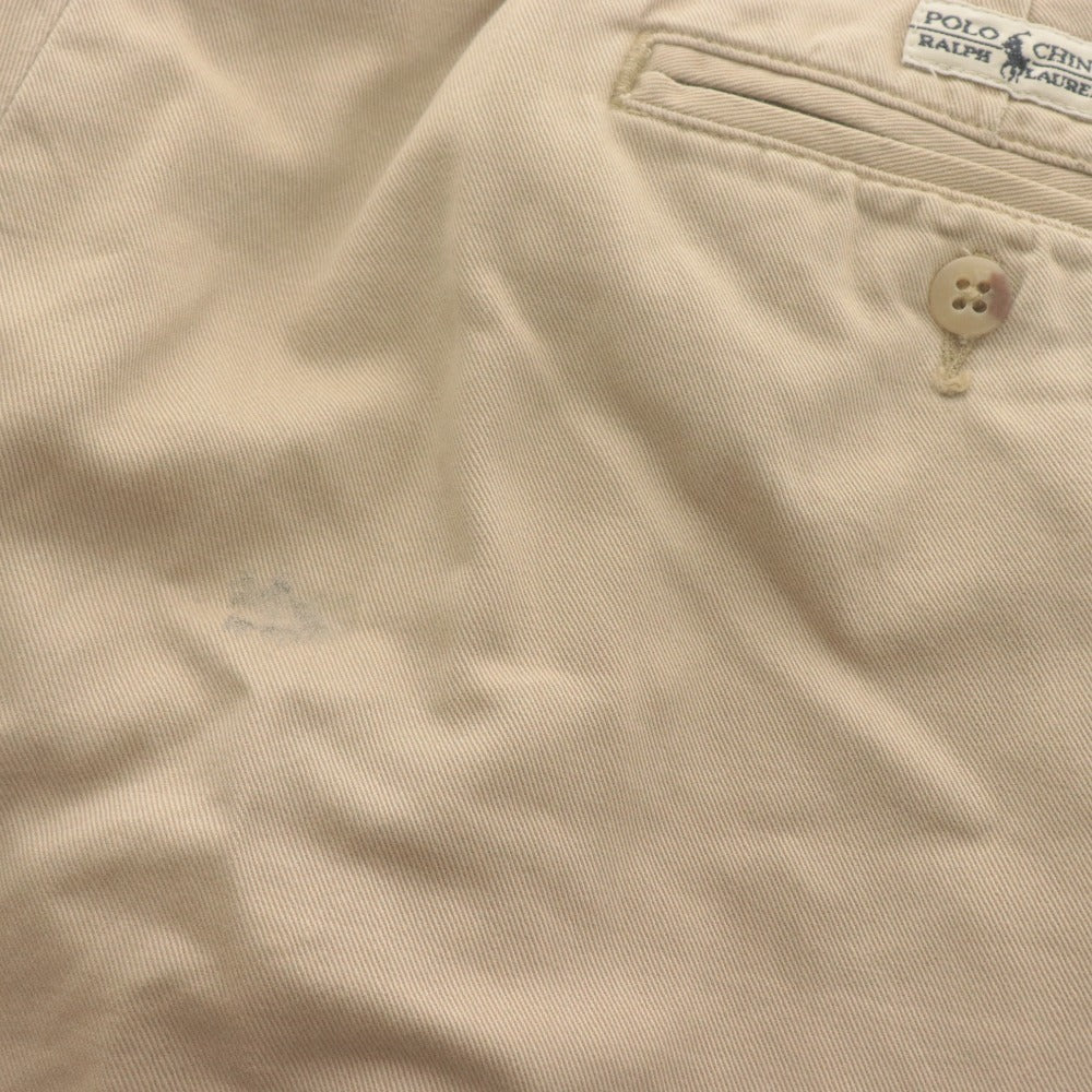 ■ ポロラルフローレン POLO RALPH LAUREN パンツ ボトムス テーパード タック チノパン センタープレス メンズ 36×32(XL相当） ベージュ