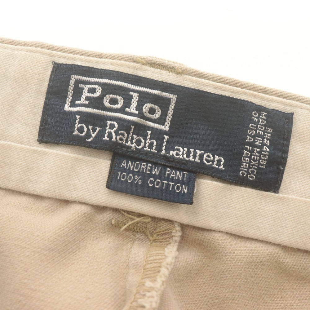 ■ ポロラルフローレン POLO RALPH LAUREN パンツ ボトムス テーパード タック チノパン センタープレス メンズ 36×32(XL相当） ベージュ