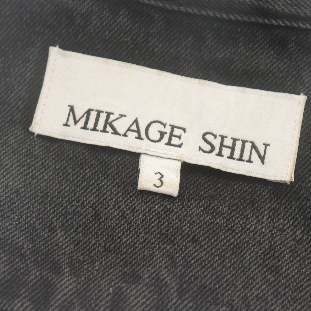 ■ ミカゲシン MIKAGE SHIN ジャケット 半袖 デニム フリンジ ゆったり コットン100% メンズ レディース 3(メンズL相当）ダークグレー