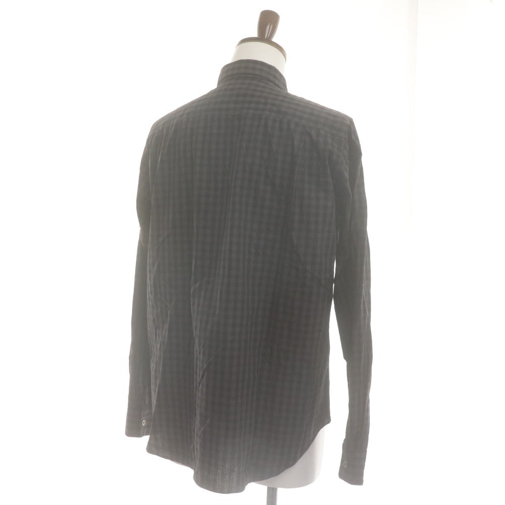 ■ ブラックコムデギャルソン BLACK COMME des GARCONS シャツ 長袖 トップス チェック 日本製 コットン 綿 メンズ L ダークグレー系