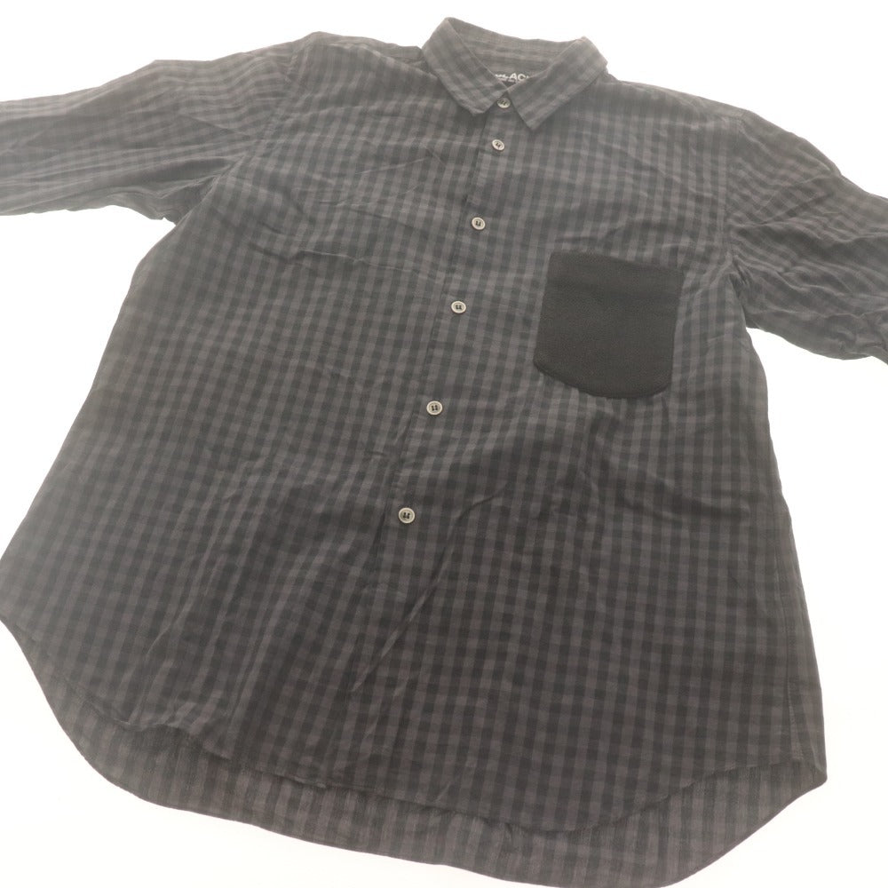 ■ ブラックコムデギャルソン BLACK COMME des GARCONS シャツ 長袖 トップス チェック 日本製 コットン 綿 メンズ L ダークグレー系
