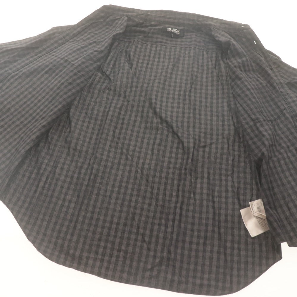 ■ ブラックコムデギャルソン BLACK COMME des GARCONS シャツ 長袖 トップス チェック 日本製 コットン 綿 メンズ L ダークグレー系