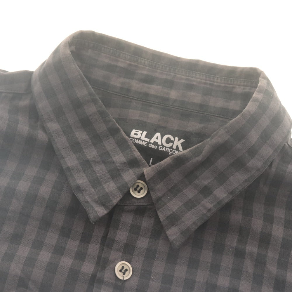 ■ ブラックコムデギャルソン BLACK COMME des GARCONS シャツ 長袖 トップス チェック 日本製 コットン 綿 メンズ L ダークグレー系