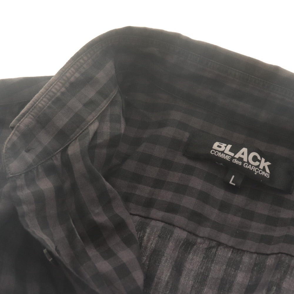 ■ ブラックコムデギャルソン BLACK COMME des GARCONS シャツ 長袖 トップス チェック 日本製 コットン 綿 メンズ L ダークグレー系