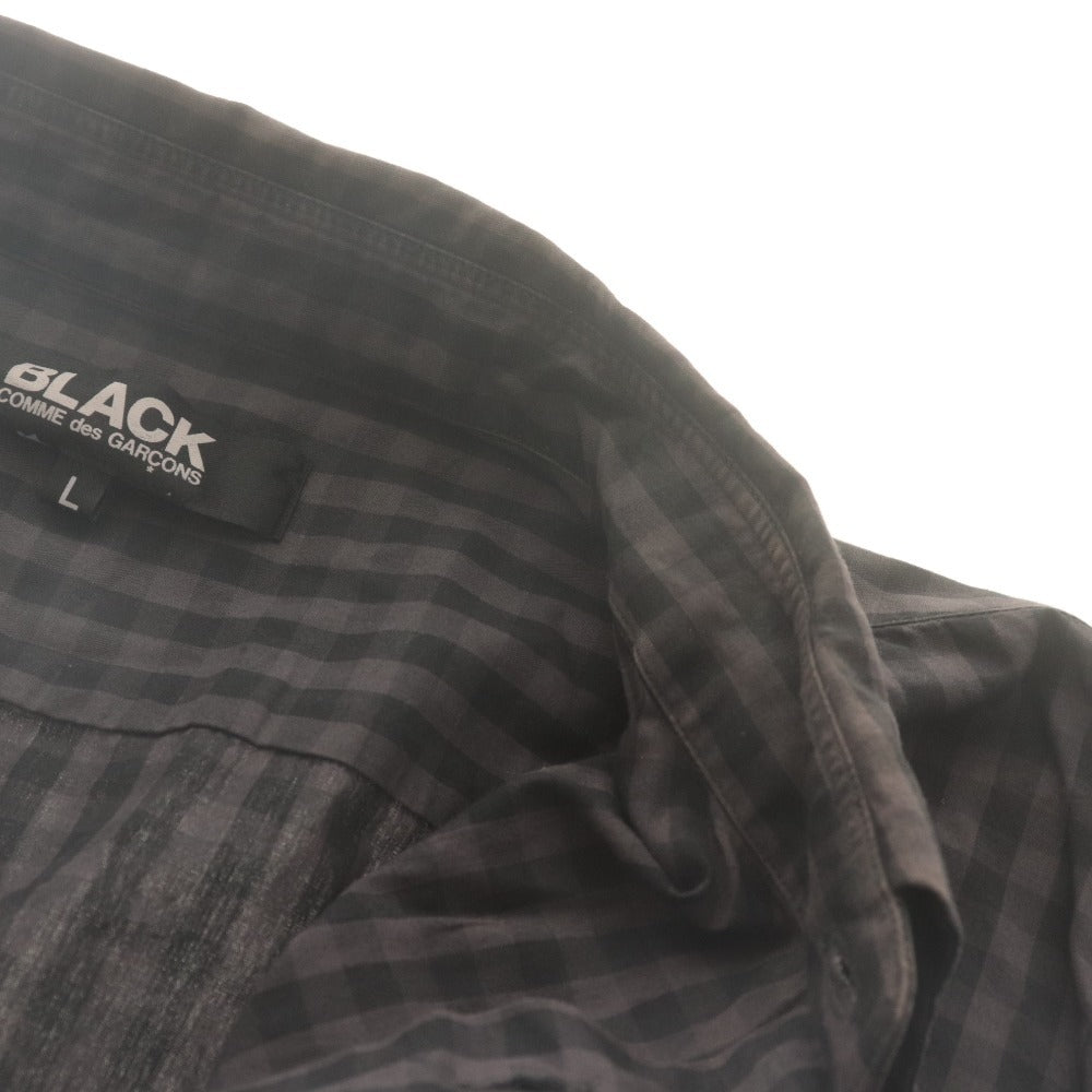 ■ ブラックコムデギャルソン BLACK COMME des GARCONS シャツ 長袖 トップス チェック 日本製 コットン 綿 メンズ L ダークグレー系