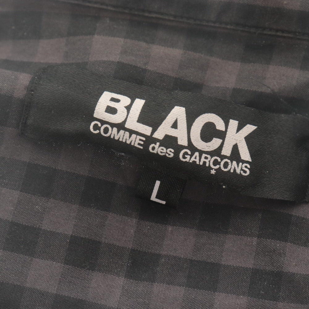■ ブラックコムデギャルソン BLACK COMME des GARCONS シャツ 長袖 トップス チェック 日本製 コットン 綿 メンズ L ダークグレー系
