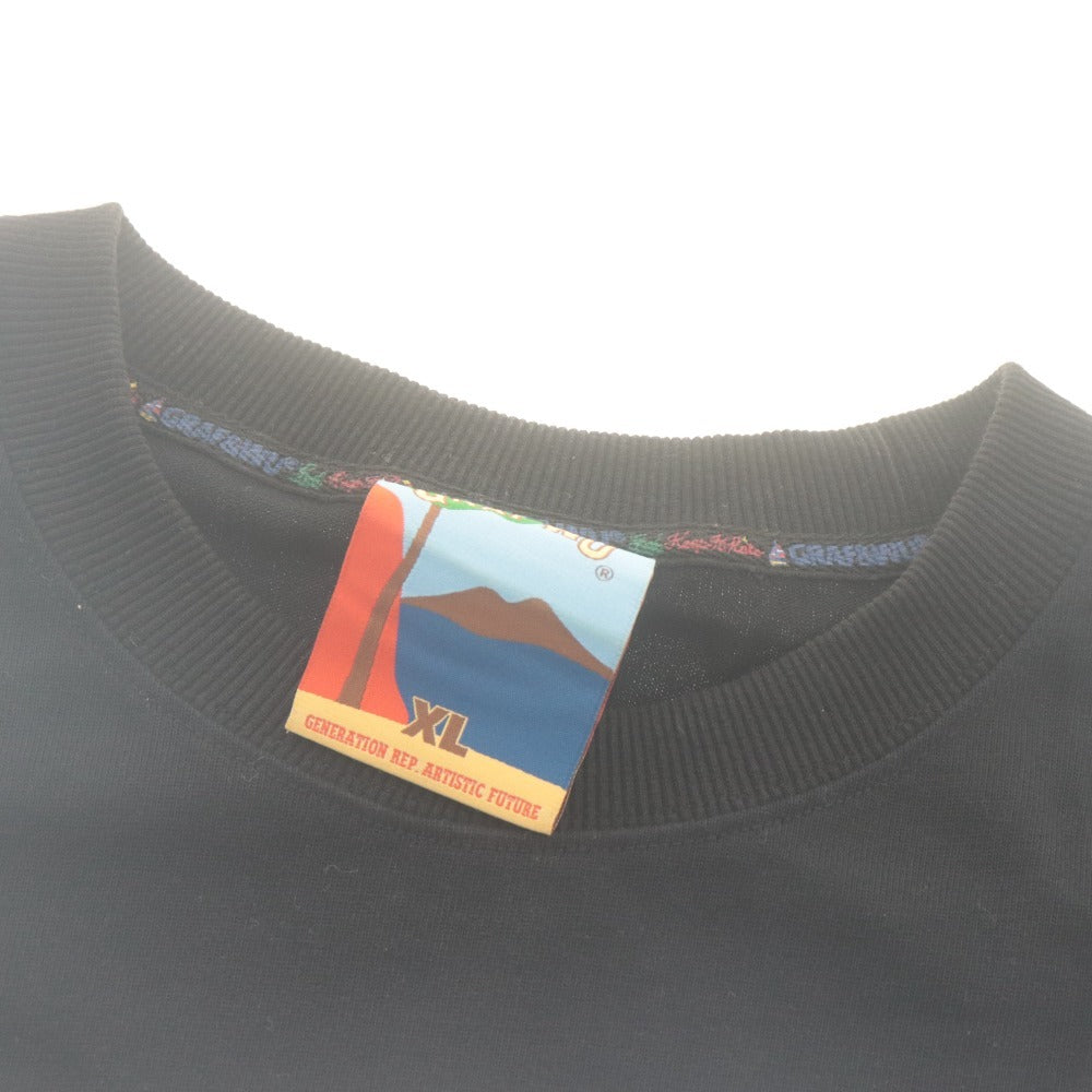 ■ グラフアンドウー GRAF&WU カットソー ロンT 長袖 トップス プリント ロゴ コットン メンズ XL ブラック系