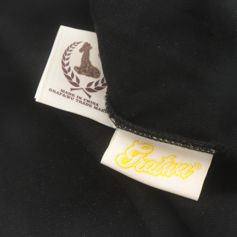 ■ グラフアンドウー GRAF&WU カットソー ロンT 長袖 トップス プリント ロゴ コットン メンズ XL ブラック系