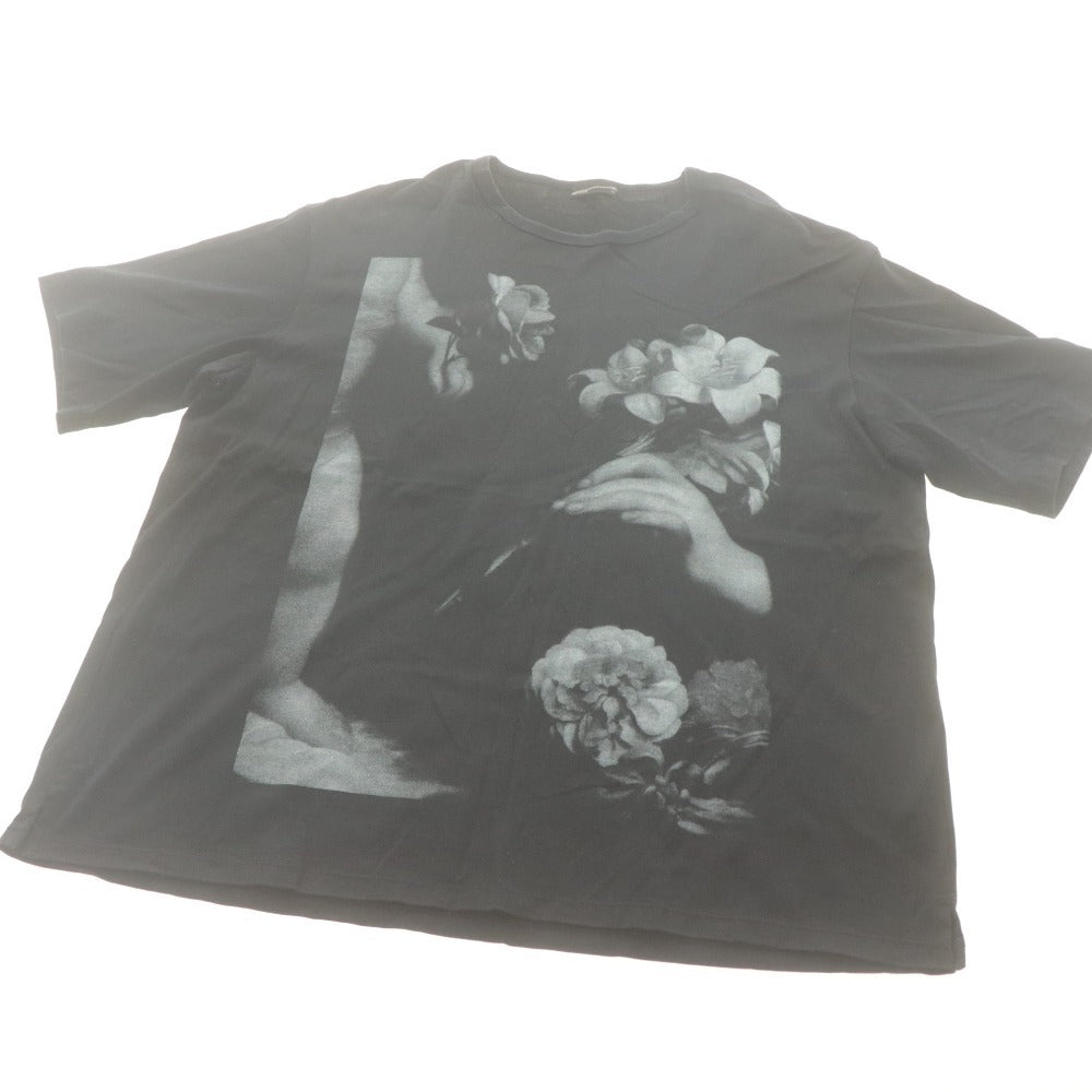 ■ ラッドミュージシャン LADMUSICIAN Tシャツ カットソー 半袖 トップス ゆったり 花柄 プリント 日本製 メンズ 42(s相当） ブラック系