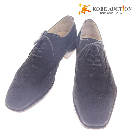 ■ UNITED ARROWS ユナイテッドアローズ ドレスシューズ 3205 0013 スエード 靴 ウィング メンズ 7 1/2 25.5cm相当 ブラック 付属品付き