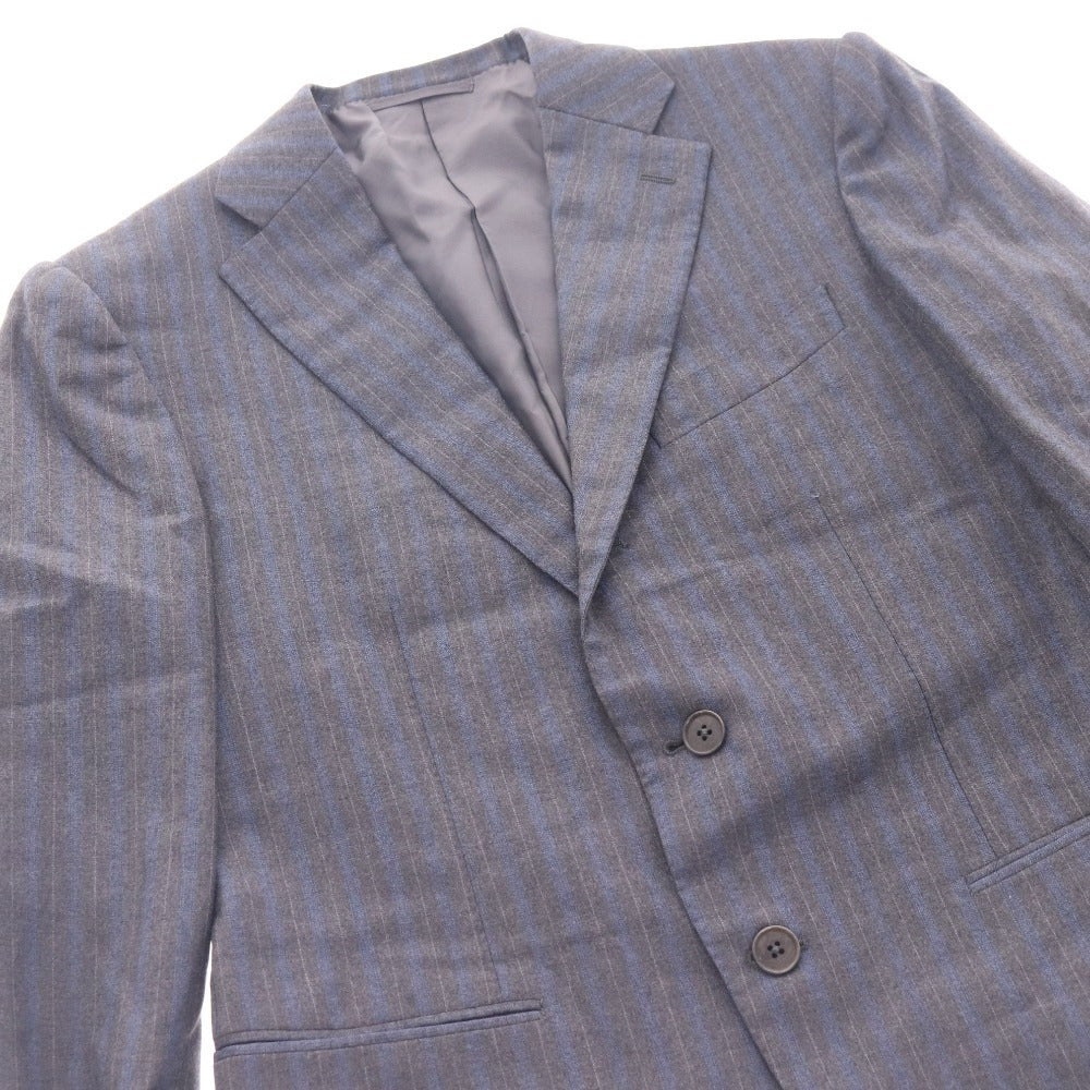 ■ ドレステリア スーツ セットアップ 長袖 ジャケット アウター パンツ ボトムス ストライプ柄 上下 メンズ 44 ネイビー ハンガー付き